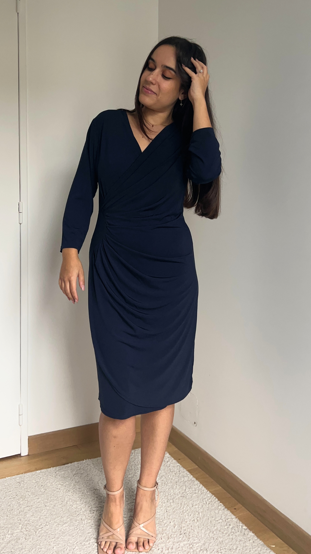 Robe cache-cœur bleu marine